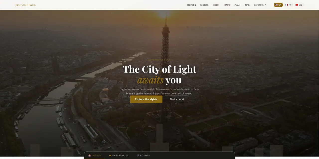 Aperçu du site Just Visit Paris